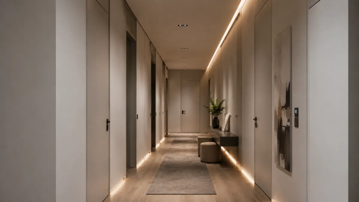 Interior modern cu linii de lumină