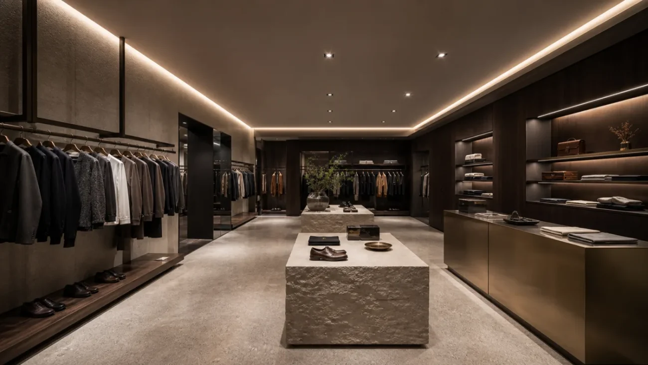 Showroom premium cu profil de umbră iluminat
